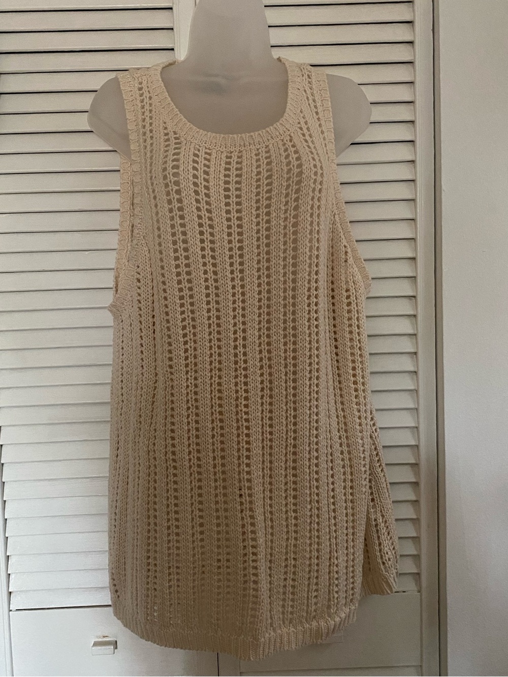 Eloquii Cream Crochet Tank Swim Cover-Up